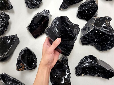 #ad GIANT Black Obsidian Stones Large Raw Healing Crystals Natural Lapidary Rocks $59.50