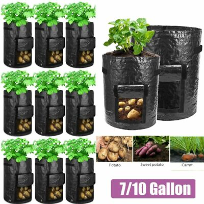 #ad #ad LOT 7 10Gallon Garden Planting Pots Grow Planter Bags for Potato Carrot Onion $7.39