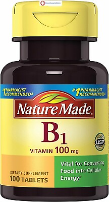 Nature Made Vitamin B1 100mg Vital for Converting Food into Cellular Energy $10.99