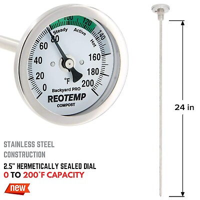 24quot; Fahrenheit Compost Thermometer Temperature Probe for Backyard Compost Piles $92.75