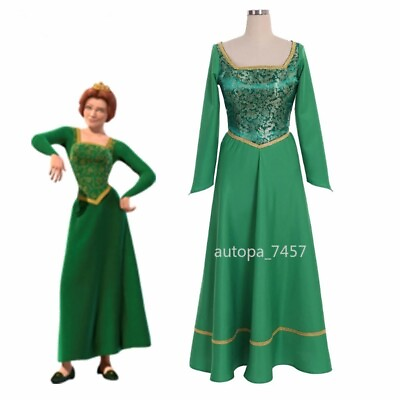 #ad Princess Fiona Cosplay Green New Dress Dress Gifts Costume Shrek Halloween Fancy $27.47