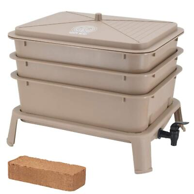#ad #ad Arcadia Garden Products Worm Composting Bin Kit 4 Tray w Coco Coir Brick Tan $78.43