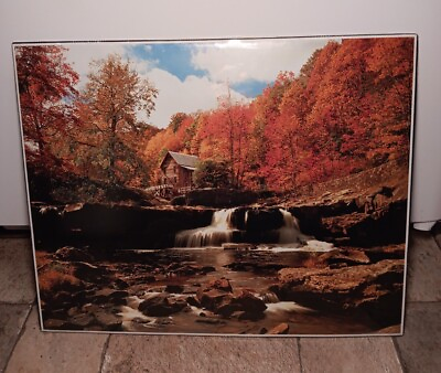 #ad VTG 1980s Ready To Hang Or Frame Waterfall Nature Poster Print WORLD PICTURES $20.00