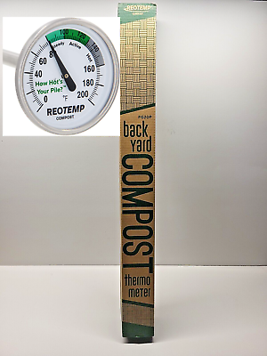 REOTEMP FG20P Backyard Compost Thermometer 20quot; Stem with PDF Composting Guide $18.71