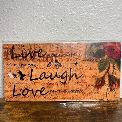 Live Laugh Love Sign Plaque Wood Plank 4”x8” Kitchen Porch Doorway $7.99