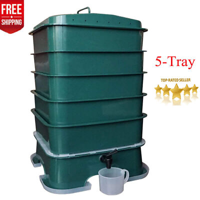 #ad #ad 5 Tray Worm Compost Bin Compact Outdoor Indoor Vermicompost Box Farm Garden New $125.94
