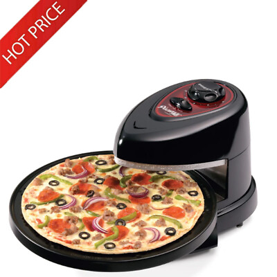 Rotating Open Electric Pizza Oven Countertop Nonstick Pan Cooking Kitchen Black $57.99