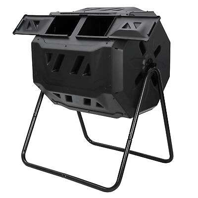 #ad #ad 43Gallon Outdoor Compost Tumbler Bin Black Dual Chamber Large Composter Tumbling $60.58