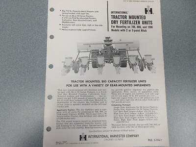 #ad International Tractor Mounted Dry Fertilizer Units 1 Page Sales Sheet $20.00