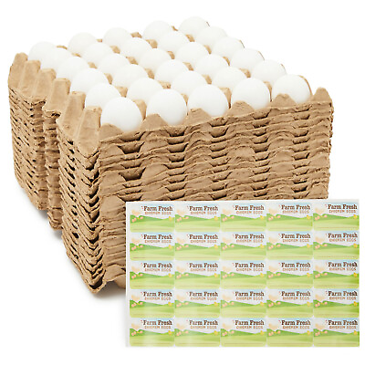 #ad 18x Egg Cartons for 30 Chicken Eggs Reusable Brown Paper Containers with Labels $24.99