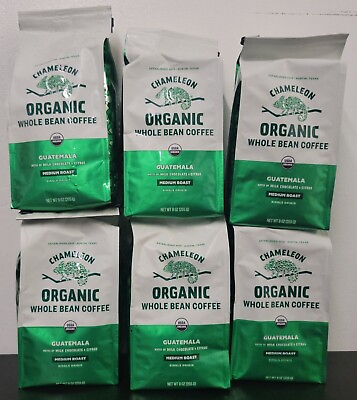 Chameleon Organic Whole Bean Coffee Medium Roast Guatemala 9 oz 6 Bags FREE SHIP $39.99