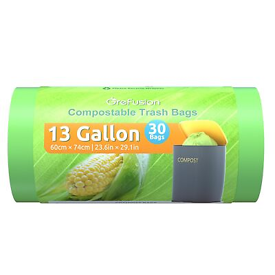 #ad 13 Gallon Compostable Bags 30 Count 1.01 Mill Thickness Certified BPI and ... $20.15