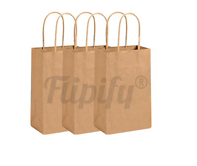Small Kraft Paper Party Shopping Gift Bags with Handles Retail 6.25x3.5x8 $8.90