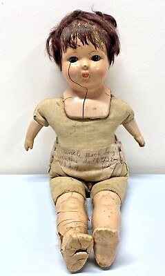 Rare 1924 Straw Stuffed Doll Composite Body Eyes Open amp; Close For Parts Repair $53.99