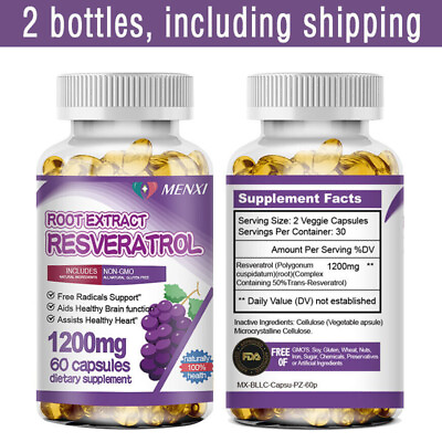 #ad #ad 1200MG Resveratrol Maximum Strength Natural AntiAging Antioxidant 120 Capsules $14.90