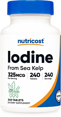 Nutricost Iodine Natural Iodine from Sea Kelp 325mcg 240 Tablets $11.98
