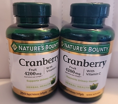 #ad 2x Nature#x27;s Bounty Cranberry w Vitamin C Fruit 4200 mg 250 Softgel Ea EXP 8 24 $22.95