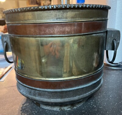 #ad GRTO oval solid brass and copper bucket vintage Made In Hong Kong $220.00