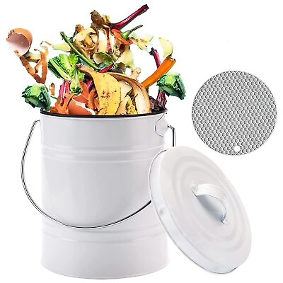 #ad Compost Bin for Kitchen Counter Small Metal Compost Bin Indoor Kitchen Seale... $41.66