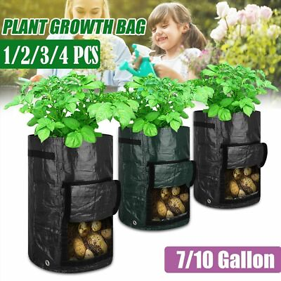 #ad lot 7 10 Gallon Potato Planting Bag Pot Growing Garden Vegetable Container Black $14.99
