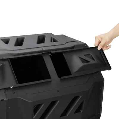 #ad #ad 43Gal Outdoor Compost Tumbler Bin Dual Chambers Sliding Doors Black $57.39