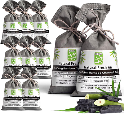 #ad 10 Pack Bamboo Charcoal Nature Fresh Air Purifying BagsActivated Charcoal Bags $23.74