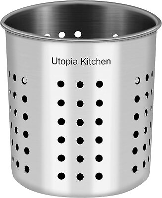Utopia Kitchen Stainless Steel Utensil Holder Container 5 x 5.3quot; Flatware Caddy $10.49