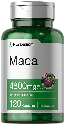 Maca Root Capsules 4800 mg 120 Pills Peruvian Maca Extract by Horbaach $10.29