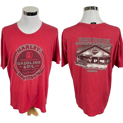 #ad Harley Davidson T Shirt Mens XL Red Canada Red Rock Canada Biker Motorcycle Logo $18.88