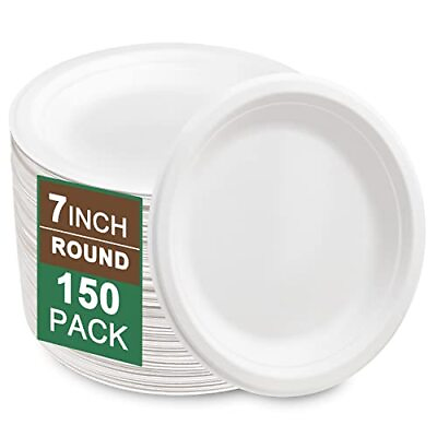 #ad #ad 150 Pack Biodegradable Paper Plates 7 Inch Compostable Plates Heavy Duty Na... $23.75