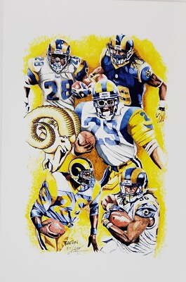 #ad Signed Brian Barton Lithograph St Louis LA Rams Running Backs #37 38 of 250 $65.40