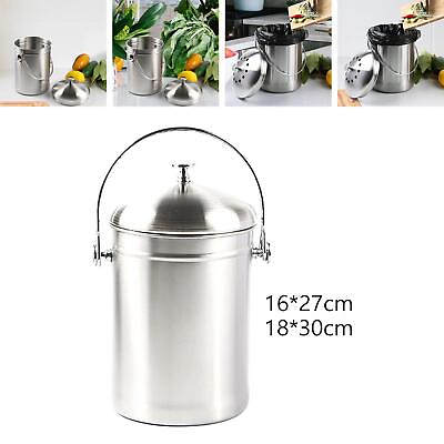 #ad #ad Stainless Steel Compost Bin Food Waste Bucket Recyclable Compost Bin Garbage $47.28