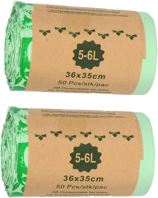 #ad 100% Compost Bags for Kitchen Countertop Compost Bin 1 1.2 1.3 1.5 Gallon $19.99
