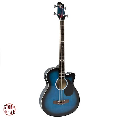 Acoustic Bass Guitar Blue Electric Equalizer Adjustable Truss Rod Beginners New $125.02