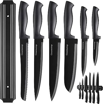 Kitchen Knife Set Magnetic Strip Knives Set for Kitchen Black Cooking Knives $34.90