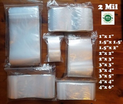 Clear Top Lock Zip Seal Plastic Bags 2Mil Reclosable Jewelry Pill Small Mini Bag $6.99