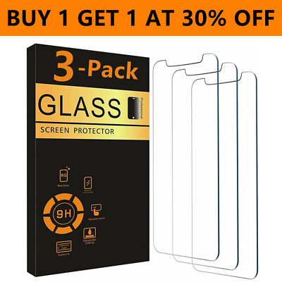 3 PACK For iPhone 14 13 12 11 Pro Max XR XS Max Tempered Glass Screen Protector $5.65