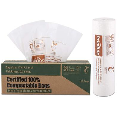 #ad 100% Compostable Bags 3 Gallon Food Scraps Yard Waste Bags 100 Count Extra Th... $19.31