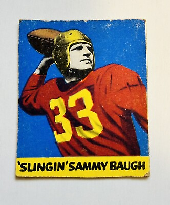 #ad 1948 Slingin Sammy Baugh Leaf Rare Rookie trimmed Football Card C $250.00