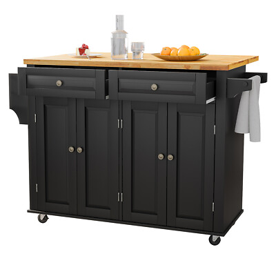Rolling Kitchen Island Trolley Cart Storage Cabinet with Drop Leaf Countertop $189.99
