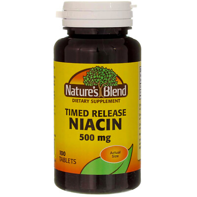 #ad #ad 2 Pack Nature#x27;s Blend Niacin Timed Release Tablets 500 mg 100 Ct $18.62