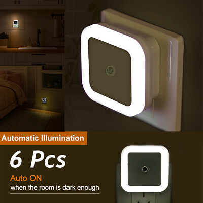 6Pcs Plug in LED Night Lights Lamp Dusk to Dawn Sensor Hallway Kitchen Bathroom $8.58
