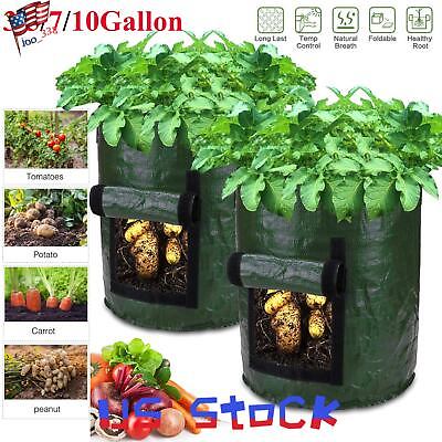 #ad 1 10PCS 10Gallon Planting Growing Bags Potato Tomato Garden Plant Pots Container $58.49