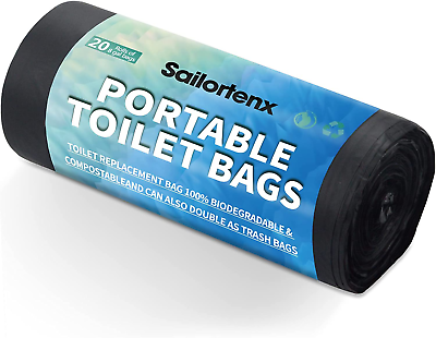 #ad 80 60 20 Portable Camping Toilet Bags 100% Compostable 8 Gallon Use with 5 Gallo $16.24