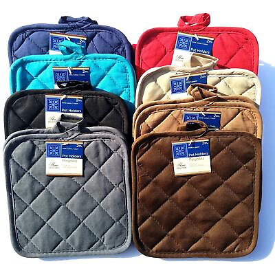 2pk Quilted Cotton Kitchen Pot Holders Heat Resistant Up To 350 F 176 C 7quot;X7quot; $7.49