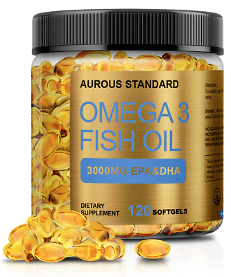Omega 3 Fish Oil Capsules 3x Strength 3000mg EPA amp; DHA 120 Softgels USA $18.95