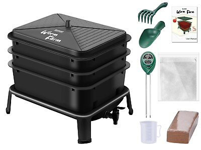 #ad #ad Blütezeit Worm Composter 3 Tray Black Compost Bin Worm Farm with Complete Kits $76.99