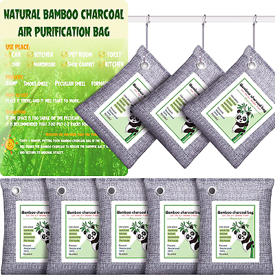 #ad 8 Pack Nature Fresh Bamboo Charcoal Air Purifying Bags Activated Odor Absorber $22.64