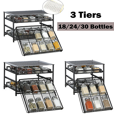 3 Tier 18 24 30 Bottles Spice Rack Organizer for Pantry Kitchen Cabinet Pantry $24.19