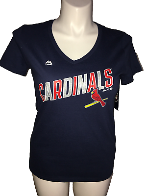 #ad #ad Majestic St.Louis Cardinals T Shirt Top Baseball MLB Blue S S V Neck Women#x27;s M $15.99